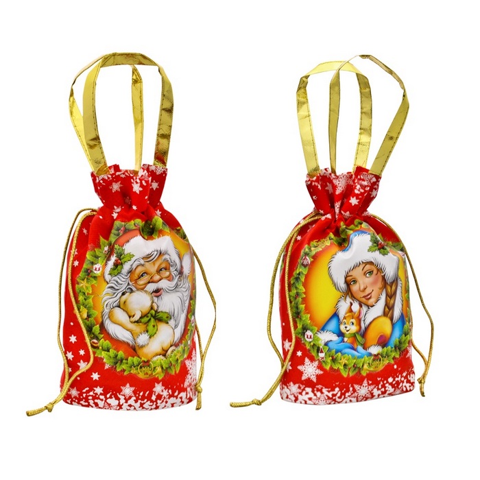 сладкий новогодний подарок Под. Мешочек Веселый Санта Красный (М1000С9047)